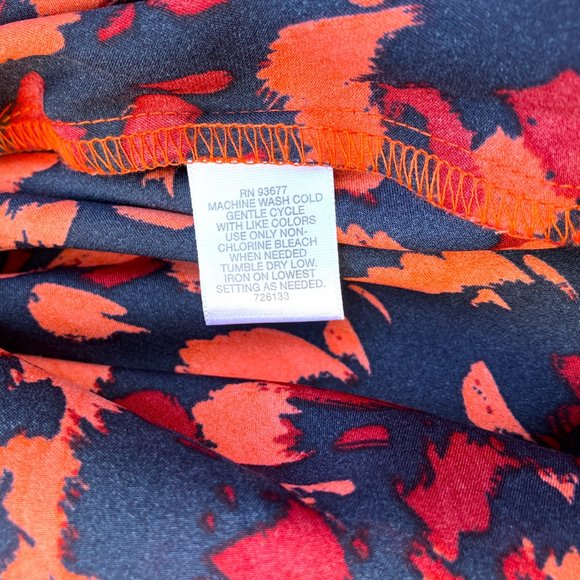 Liz Claiborne Long Sleeve V Neck Pullover Blouse | Orange/Navy/Red | SIZE: L | - Picture 4 of 5